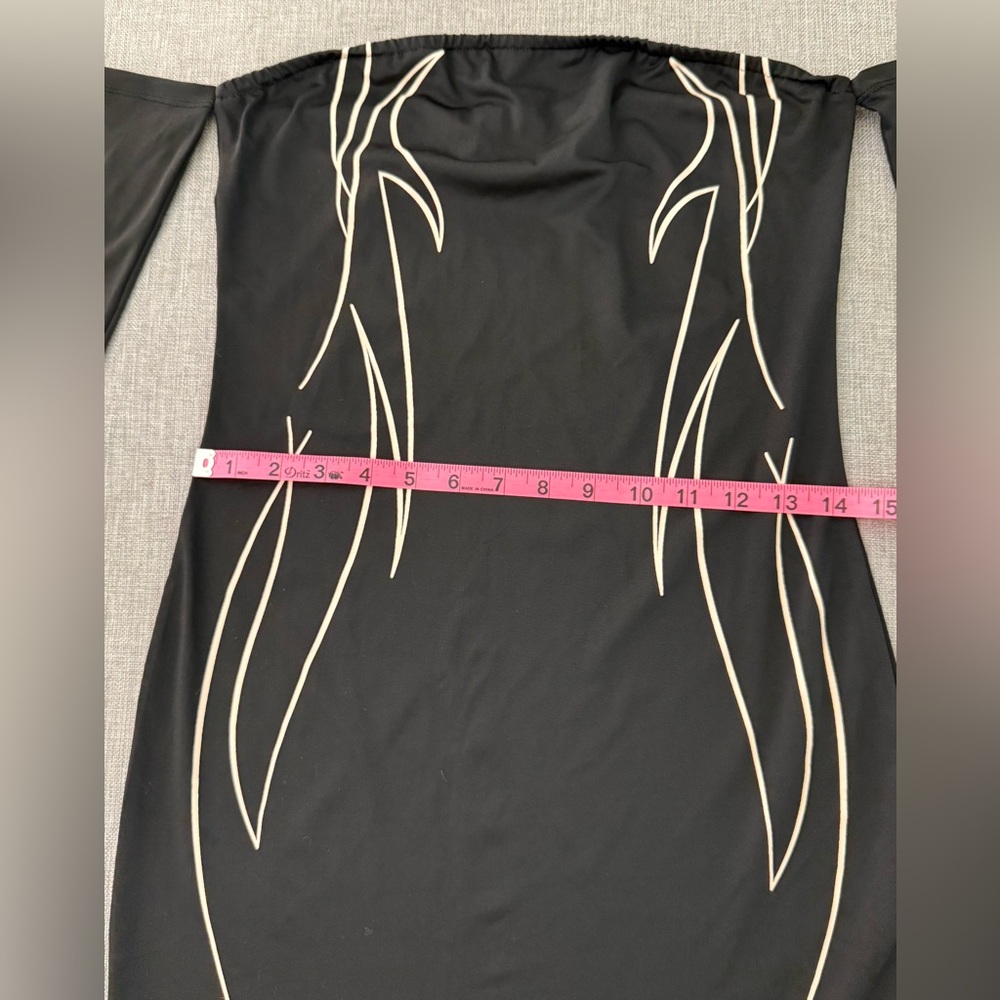 Black Off-Shoulder Dress with Accents - Picture 5 of 8
